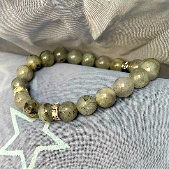 🪬2/$20🪬New✋🏼Made 8mm Natural Flashy⚡️Labradorite Healing Stretch Bracelet - Picture 8 of 15